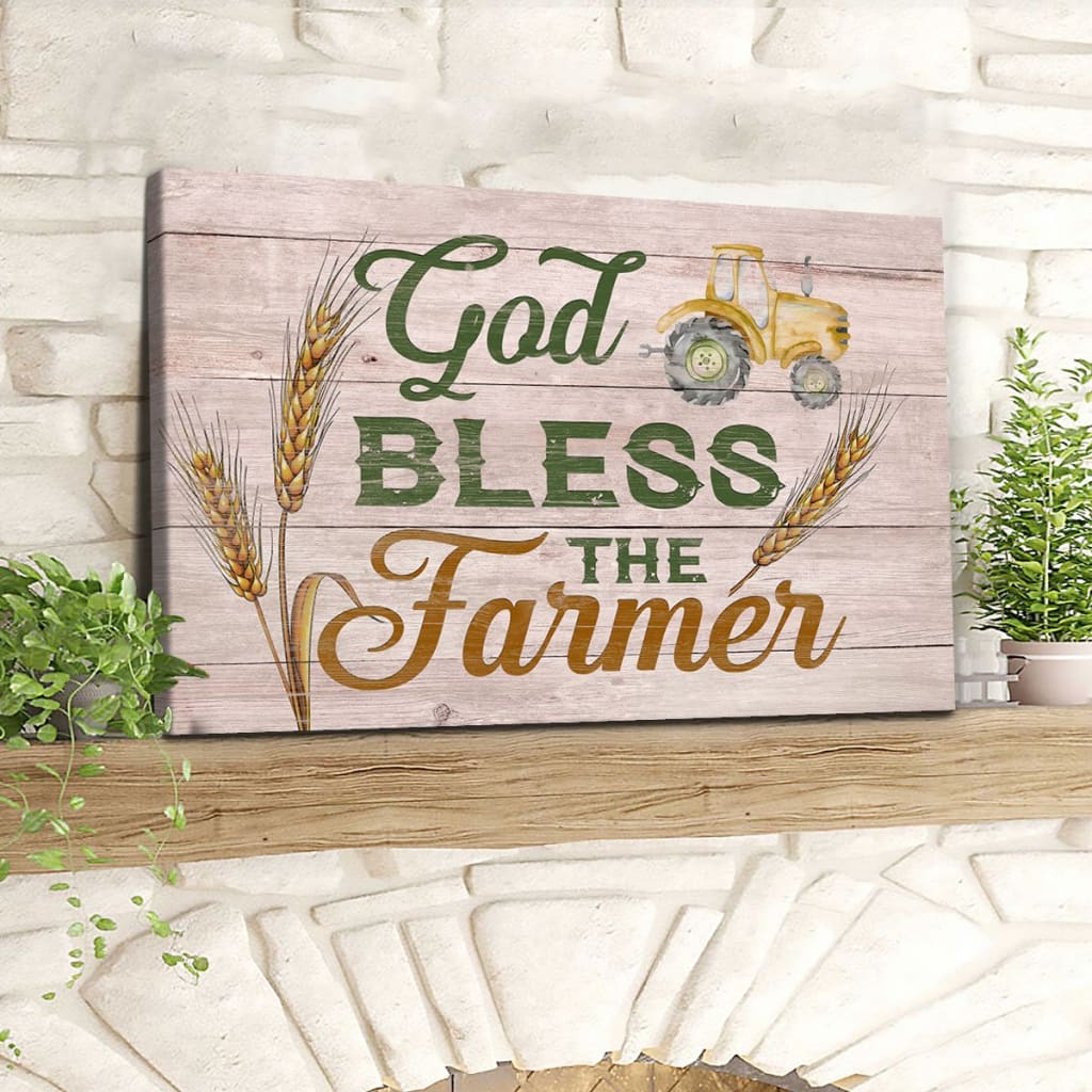 Rustic Farmhouse God Bless The Farmer Canvas Wall Art – Christian Canvas – Faith Canvas