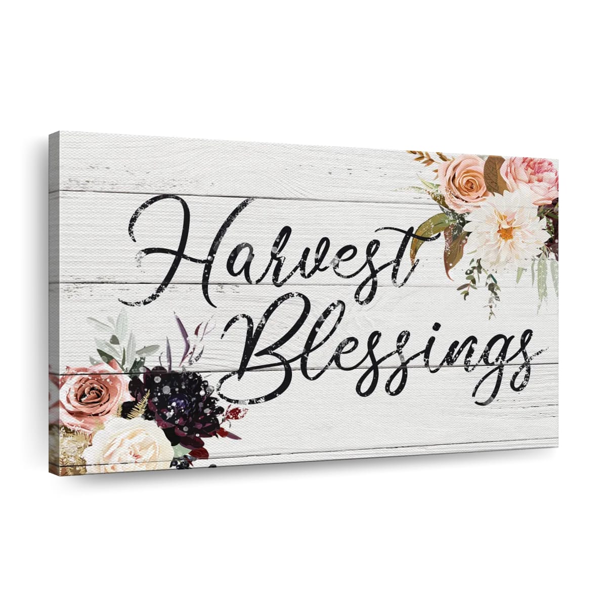 Rustic Harvest Blessings Canvas Wall Art – Christian Canvas Wall Art – Religious Wall Art Canvas