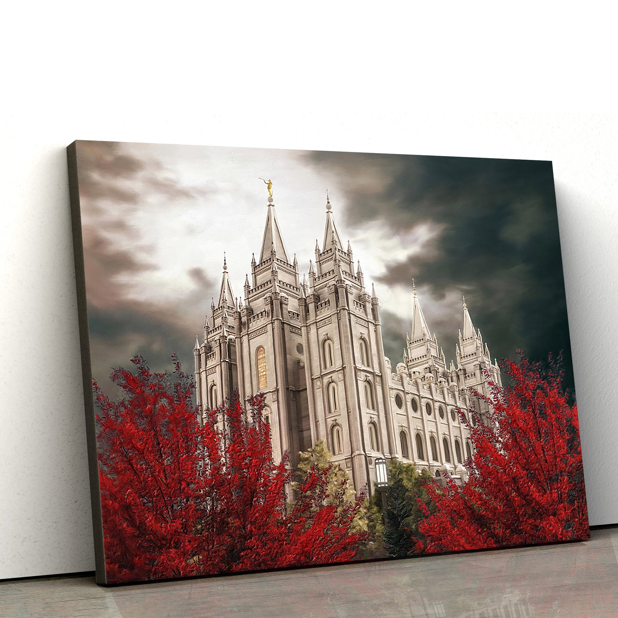 Salt Lake Temple A Light In The Storm Canvas Pictures – Jesus Canvas Pictures – Christian Wall Art