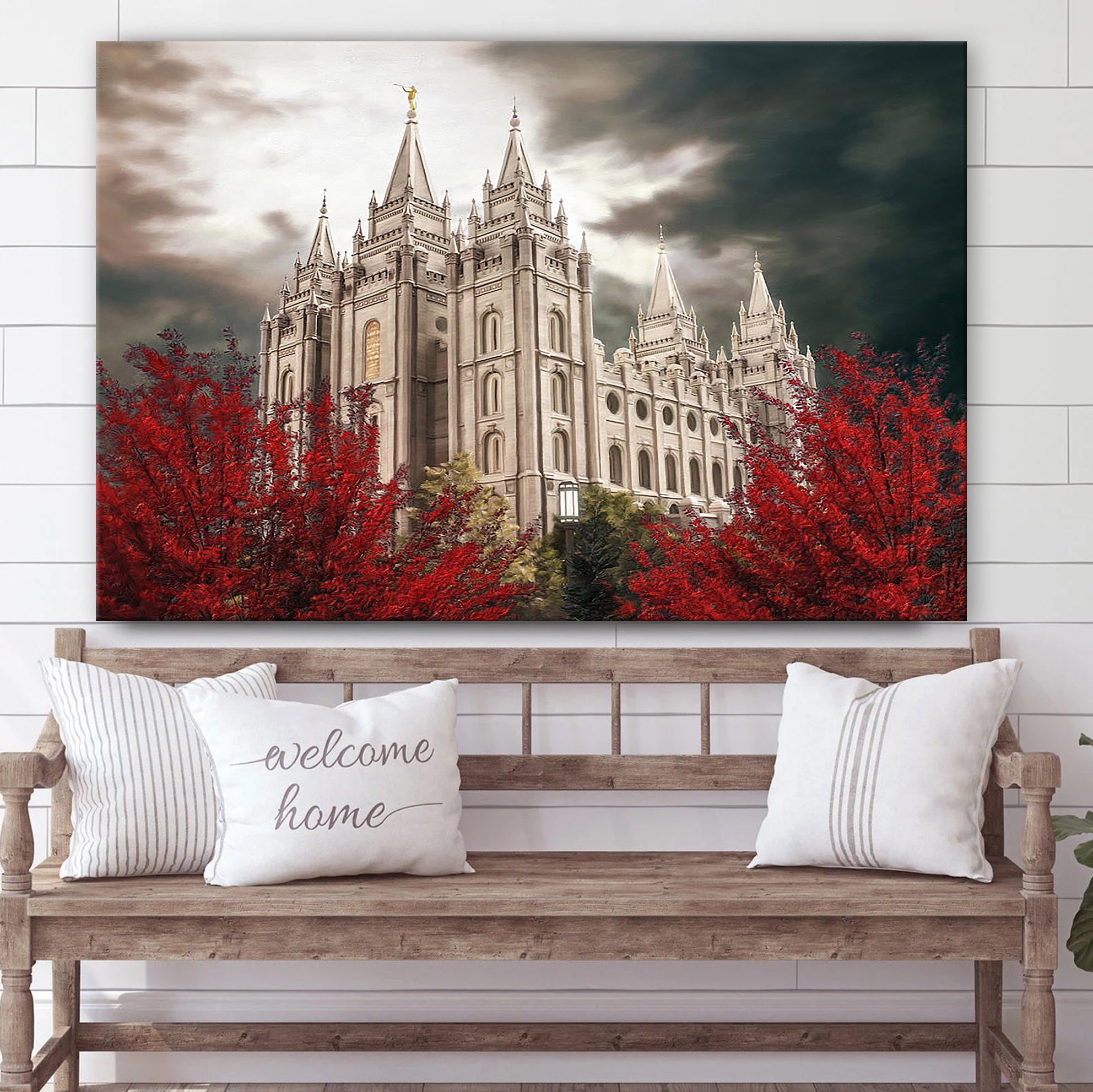 Salt Lake Temple A Light In The Storm Canvas Pictures – Jesus Canvas Pictures – Christian Wall Art