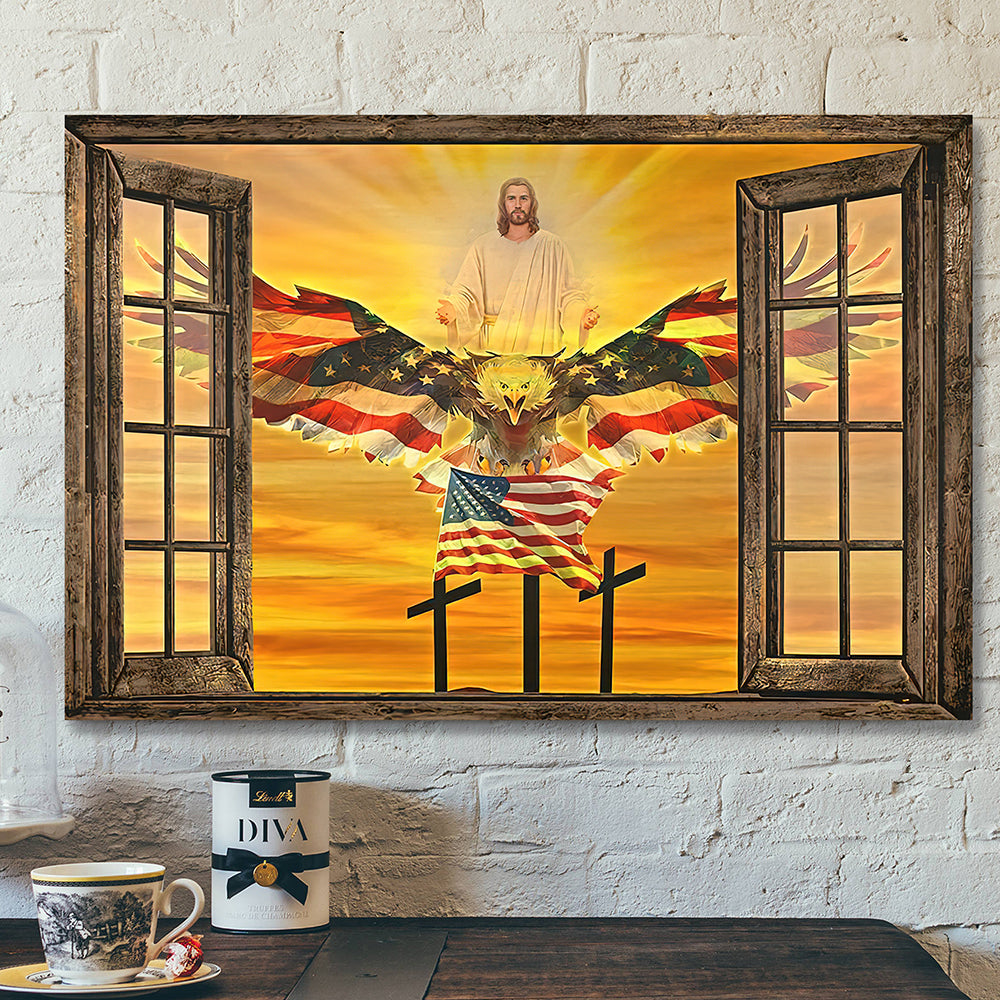 Scripture Canvas Wall Art – Christian Canvas Art – Jesus American Eagle Canvas Poster