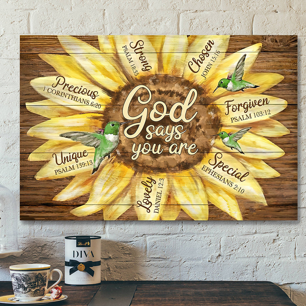 Scripture Wall Decor – Bible Verse Wall Art Canvas – Christian Canvas Art – God Says You Are Bird Canvas Poster