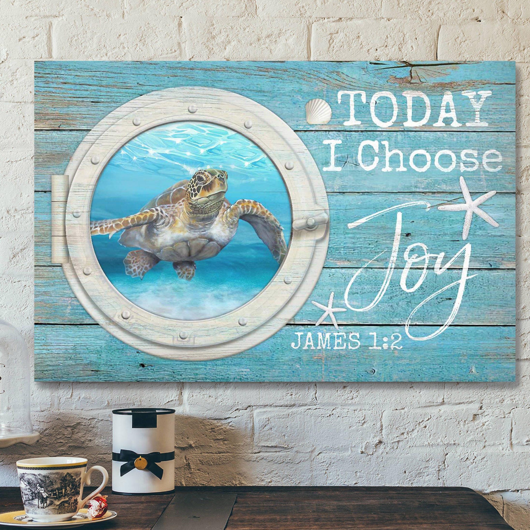 Sea Turtle – Today I Choose Joy Canvas Wall Art – Bible Verse Canvas – Scripture Canvas Wall Art