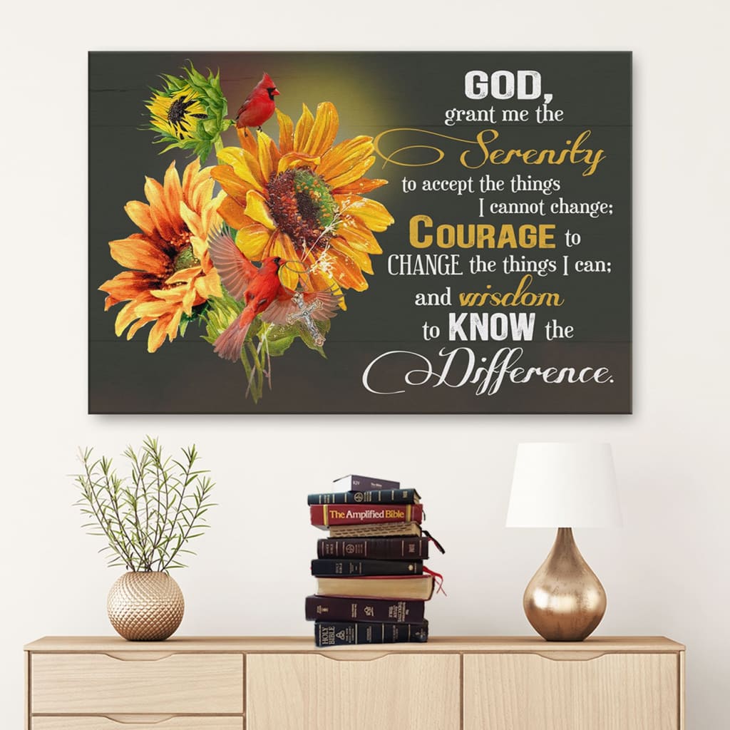 Serenity Prayer Sunflower Canvas Wall Art – Religious Wall Decor