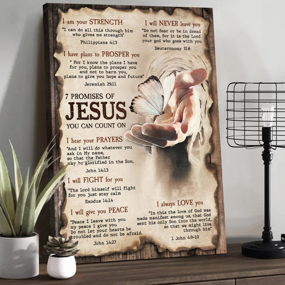 Seven Promises Of Jesus Canvas Wall Art – Christian Wall Posters – Religious Wall Decor