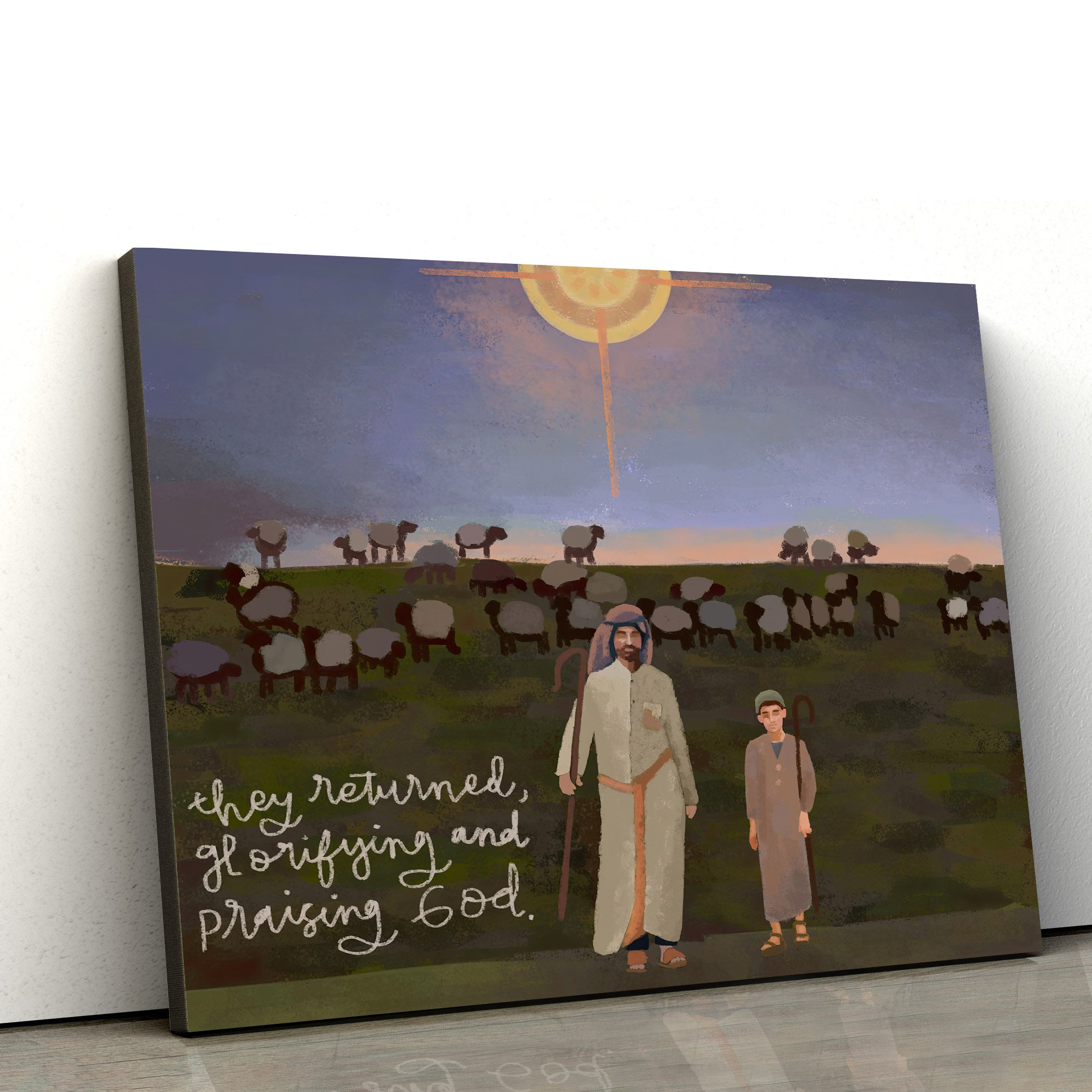 Shepherd Nativity Scene Set Christmas Wall Art – Poster To Print