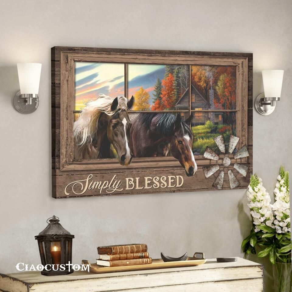 Simply Blessed – Garden And Horse – Jesus Canvas Wall Art – Bible Verse Canvas – Christian Canvas Wall Art