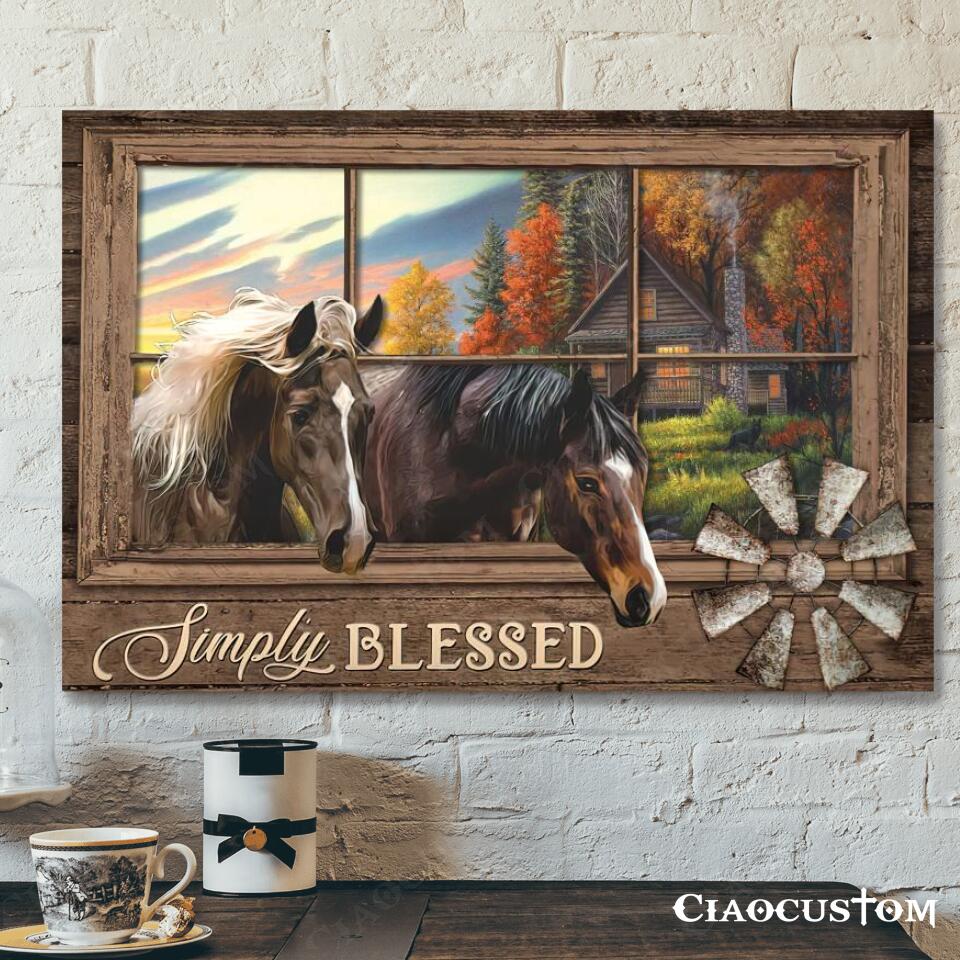 Simply Blessed – Garden And Horse – Jesus Canvas Wall Art – Bible Verse Canvas – Christian Canvas Wall Art