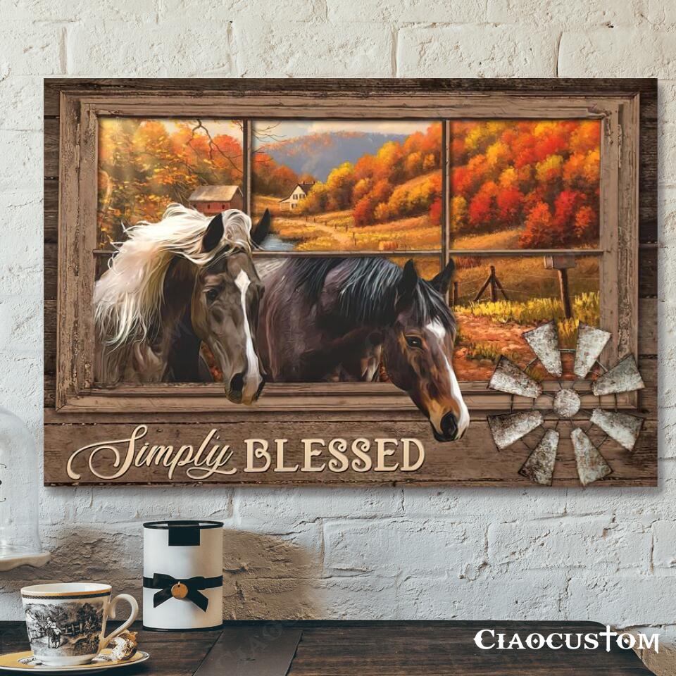 Simply Blessed – Horse And Garden – Jesus Canvas Wall Art – Bible Verse Canvas – Christian Canvas Wall Art