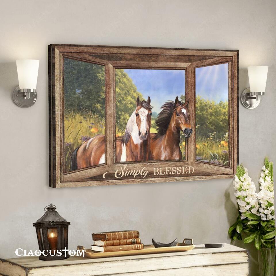 Simply Blessed – Horse And Gardens – Bible Verse Canvas – Christian Canvas Wall Art