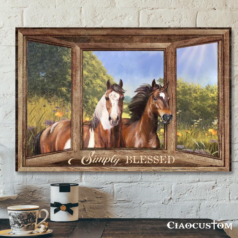 Simply Blessed – Horse And Gardens – Bible Verse Canvas – Christian Canvas Wall Art