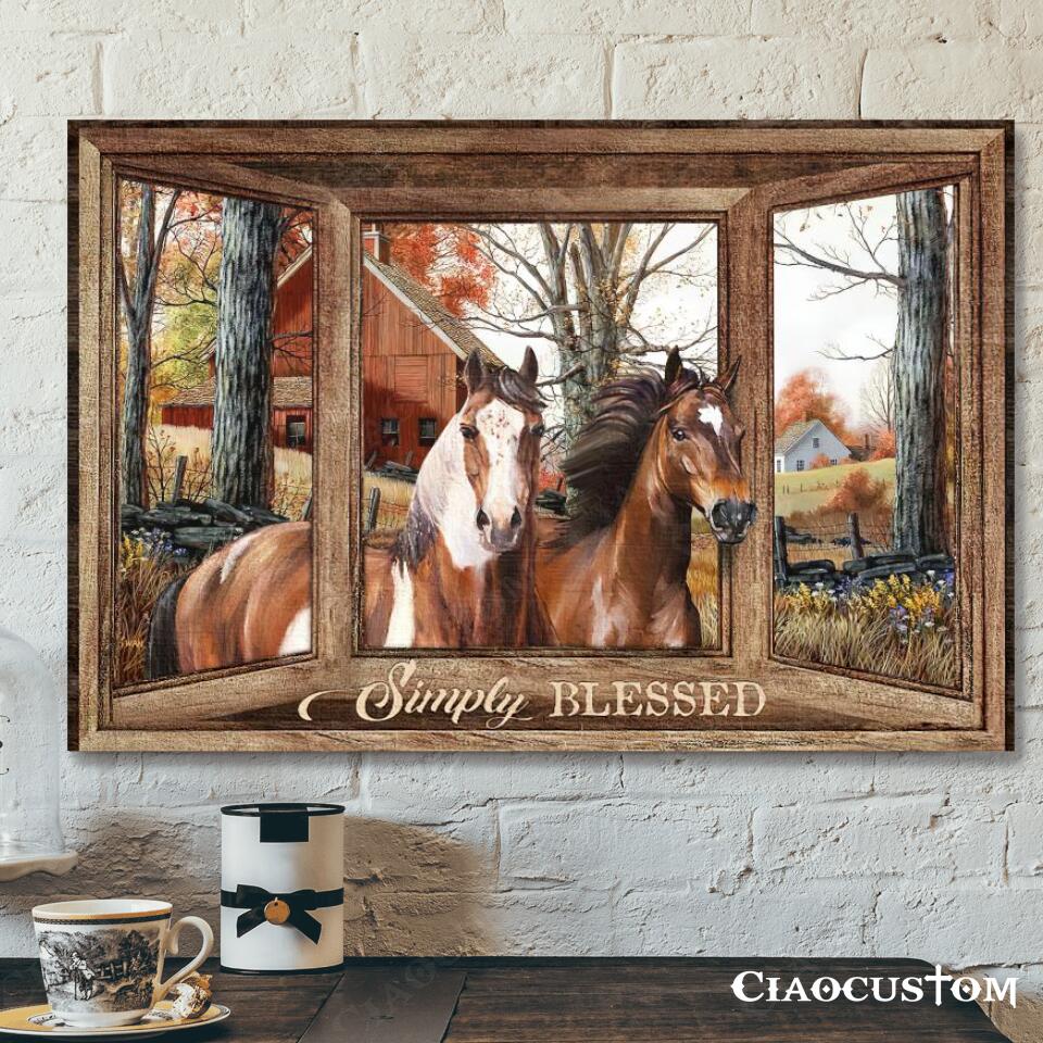 Simply Blessed – Horse And House – Bible Verse Canvas – Christian Canvas Wall Art