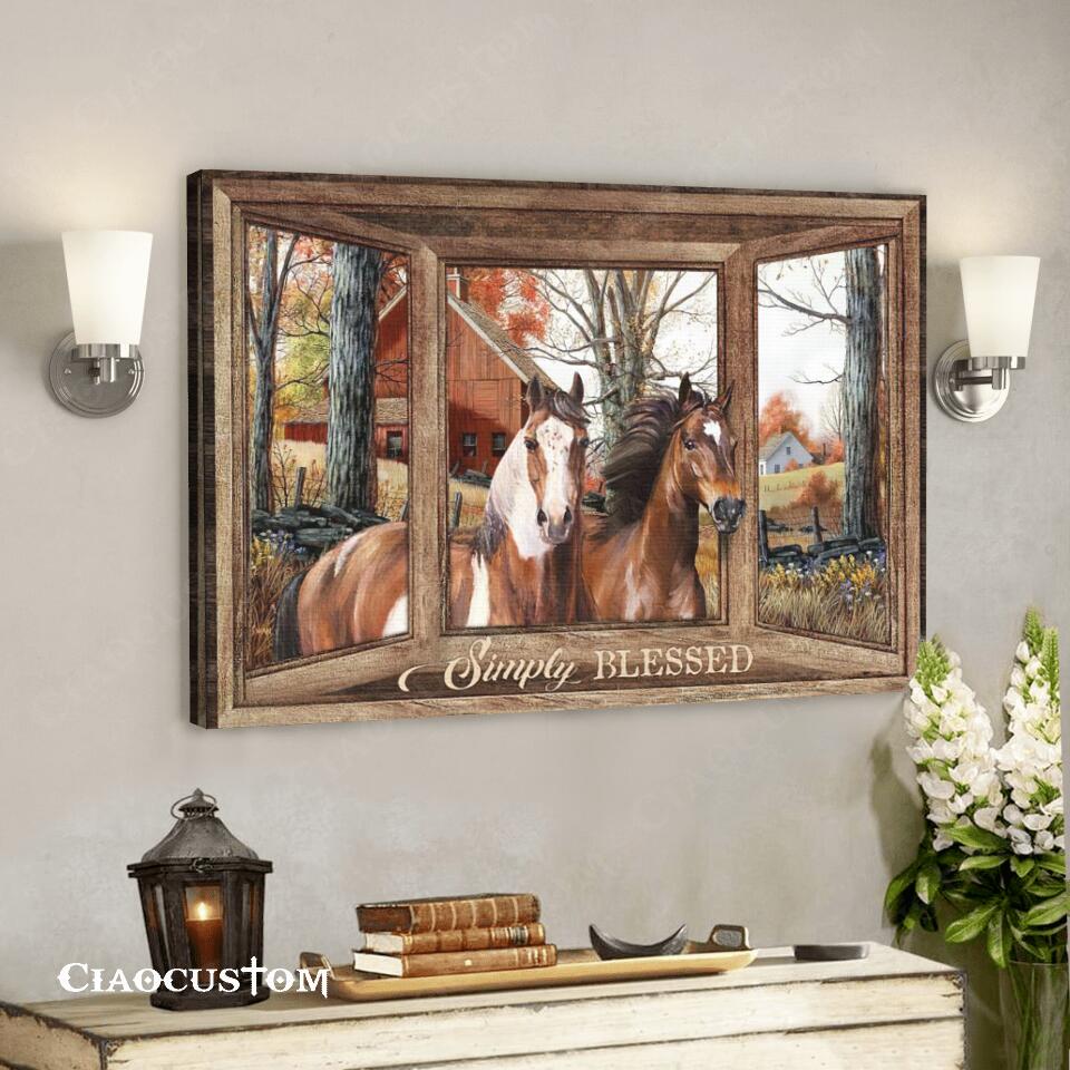 Simply Blessed – Horse And House – Bible Verse Canvas – Christian Canvas Wall Art