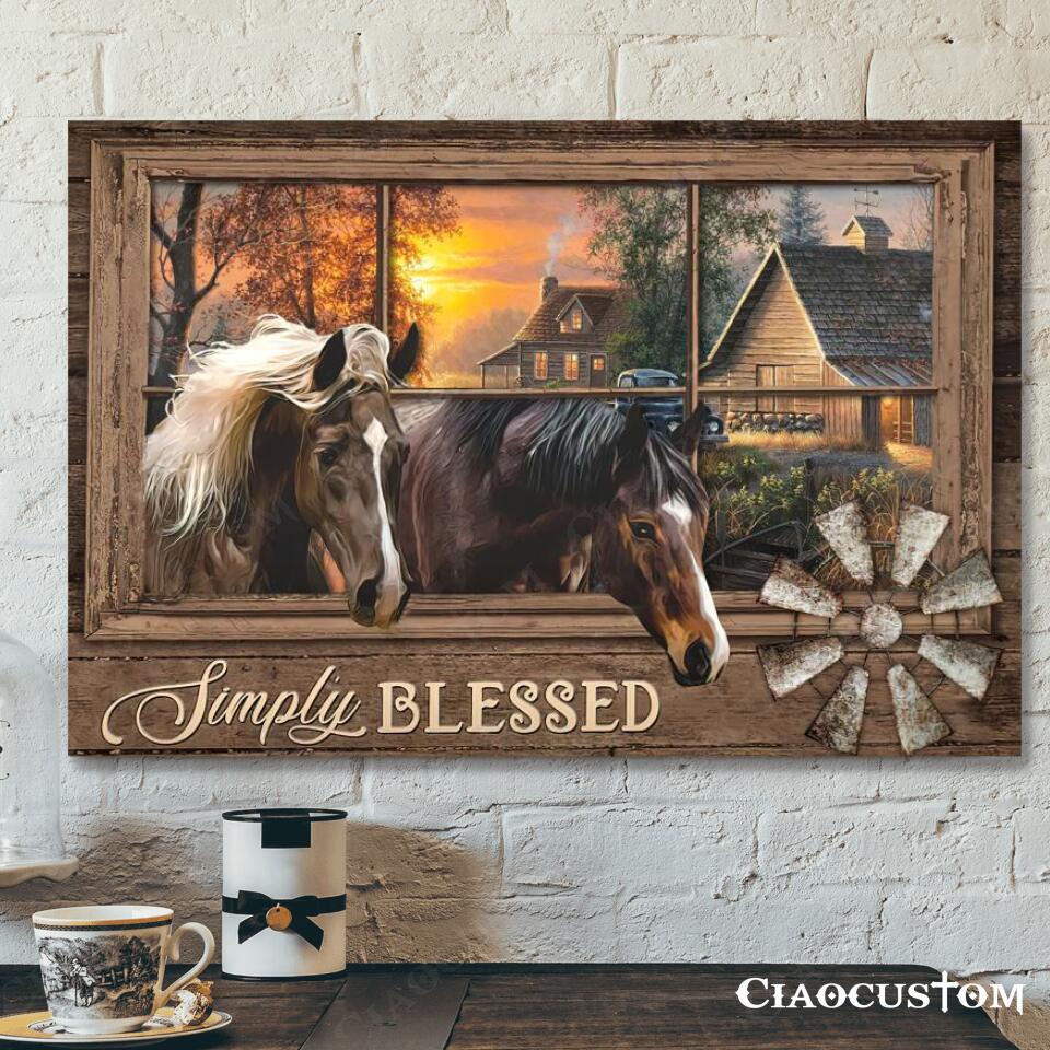 Simply Blessed – Horse And House – Jesus Canvas Wall Art – Bible Verse Canvas – Christian Canvas Wall Art