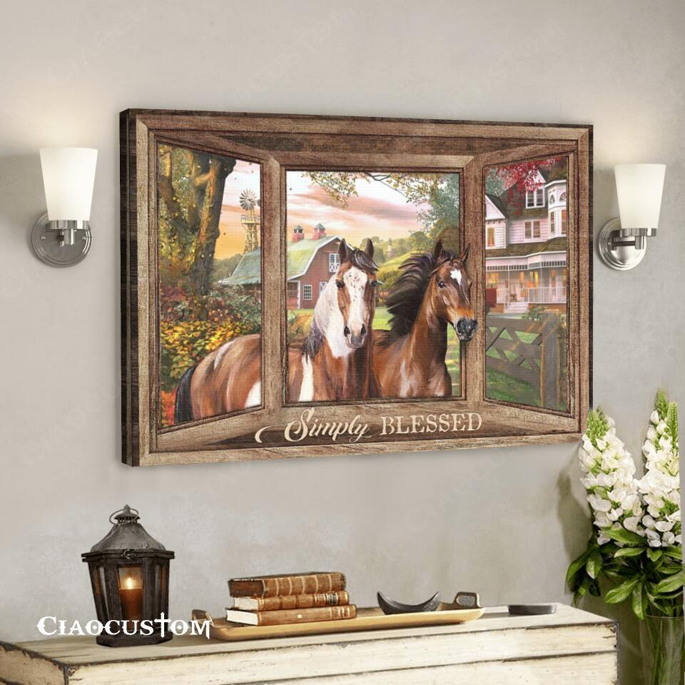 Simply Blessed – Horse – Bible Verse Canvas – Christian Canvas Art – Faith Canvas