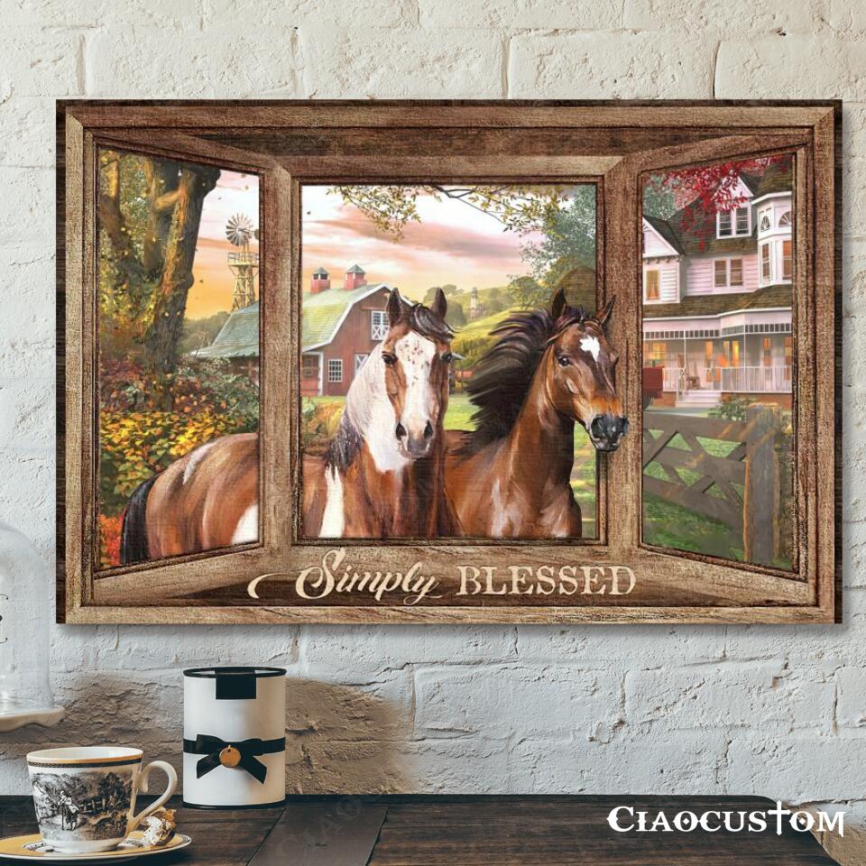 Simply Blessed – Horse – Bible Verse Canvas – Christian Canvas Art – Faith Canvas