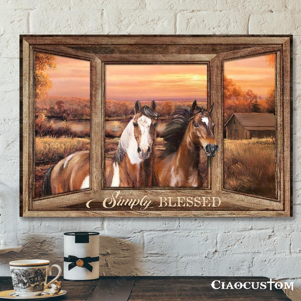 Simply Blessed – Horse – Bible Verse Canvas – Christian Canvas Wall Art – Faith Canvas