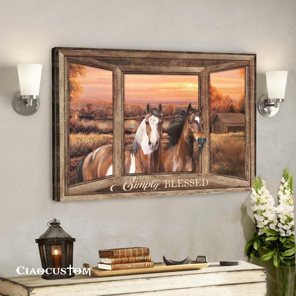 Simply Blessed – Horse – Bible Verse Canvas – Christian Canvas Wall Art – Faith Canvas