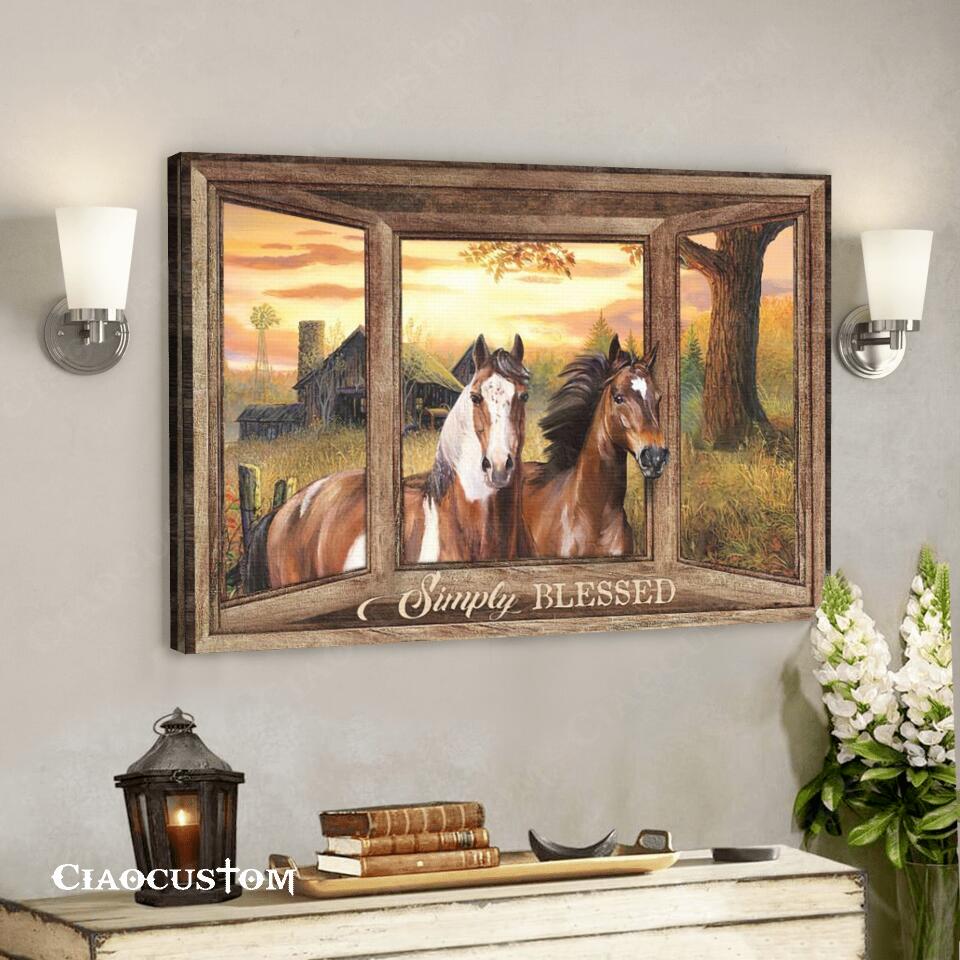 Simply Blessed – Horse – Bible Verse Canvas Wall Art – Christian Canvas Wall Art