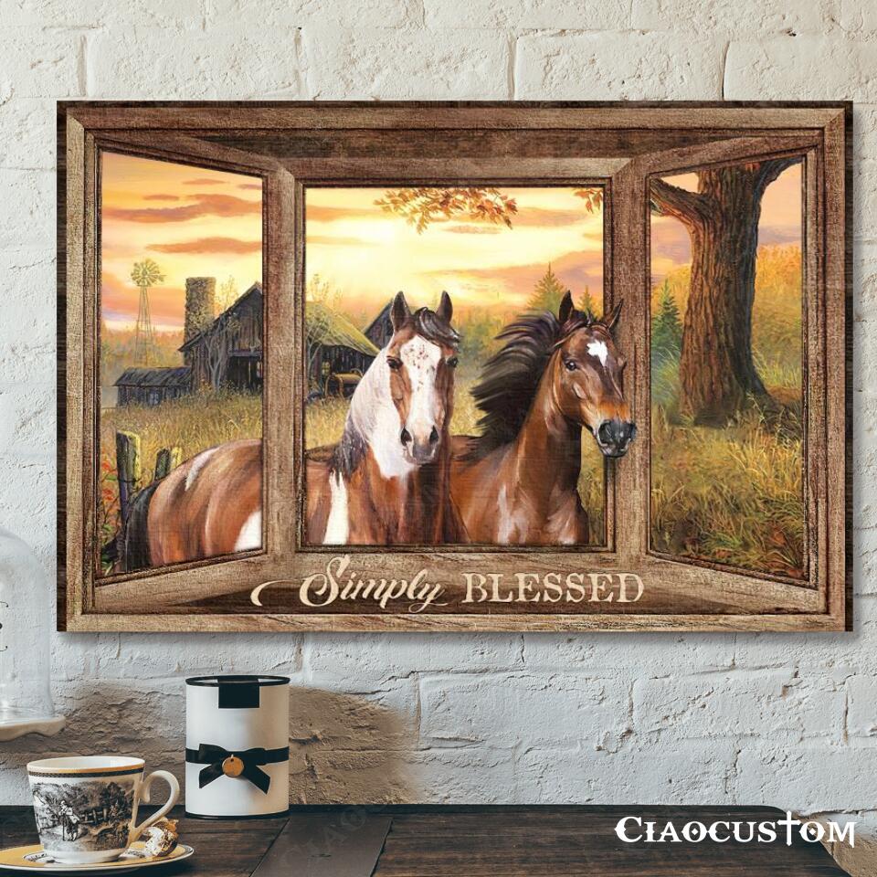 Simply Blessed – Horse – Bible Verse Canvas Wall Art – Christian Canvas Wall Art