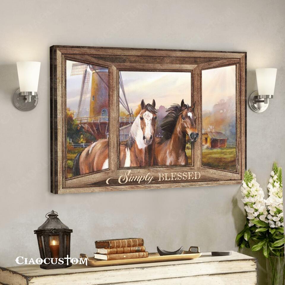 Simply Blessed – Horse Canvas Art – Bible Verse Canvas – Christian Canvas Wall Art