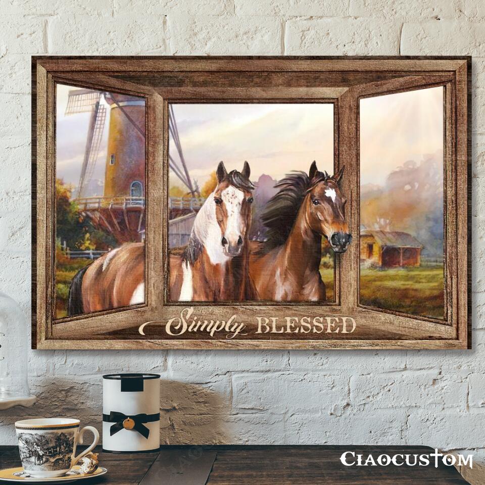 Simply Blessed – Horse Canvas Art – Bible Verse Canvas – Christian Canvas Wall Art