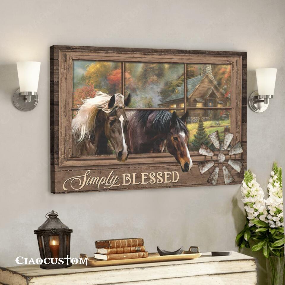 Simply Blessed – Horse Canvas Art – Bible Verse Canvas – Christian Canvas Wall Art