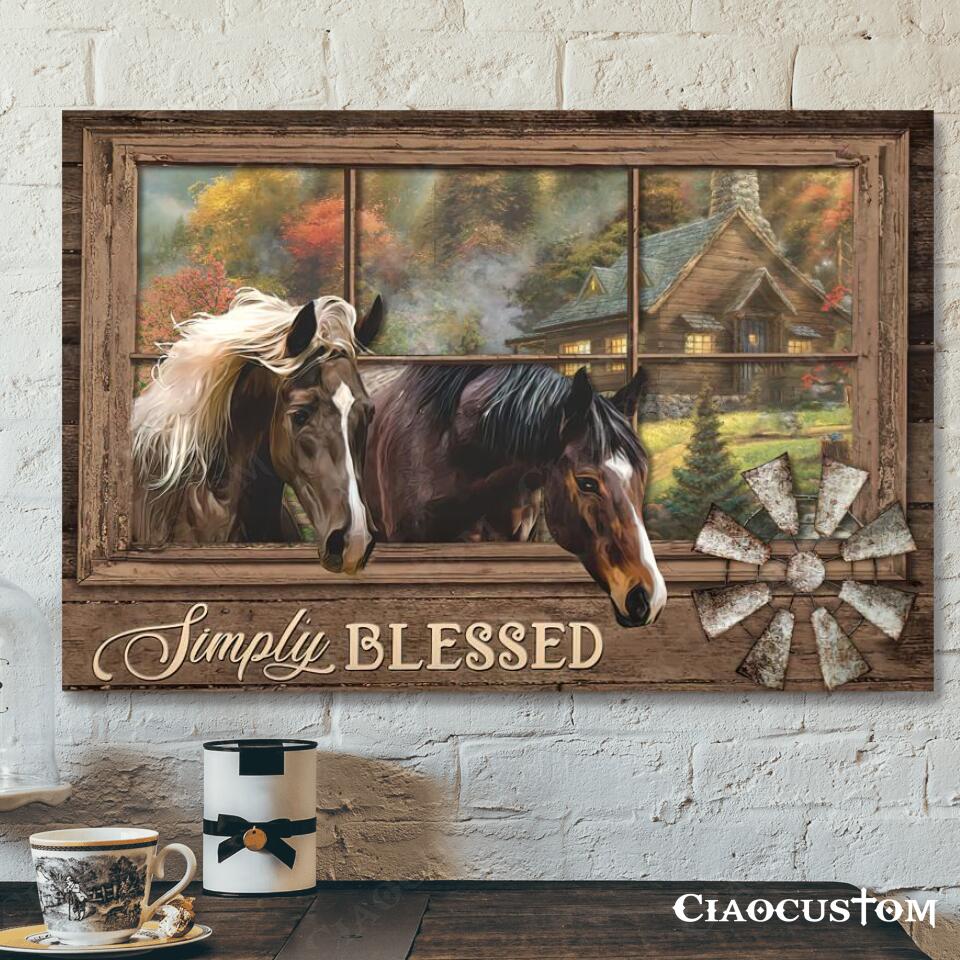 Simply Blessed – Horse Canvas Art – Bible Verse Canvas – Christian Canvas Wall Art