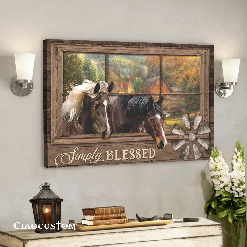 Simply Blessed – Horse Canvas – Bible Verse Canvas – Christian Canvas Wall Art