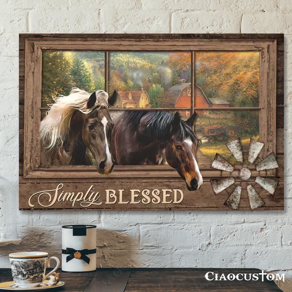 Simply Blessed – Horse Canvas – Bible Verse Canvas – Christian Canvas Wall Art