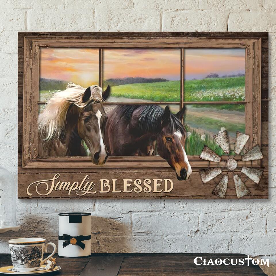 Simply Blessed – Horse Canvas Wall Art – Bible Verse Canvas – Christian Canvas Art