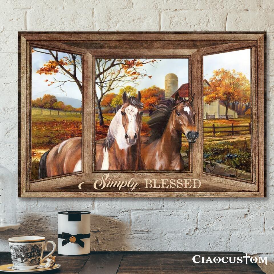 Simply Blessed – Horse Canvas Wall Art – Bible Verse Canvas – Christian Canvas Wall Art