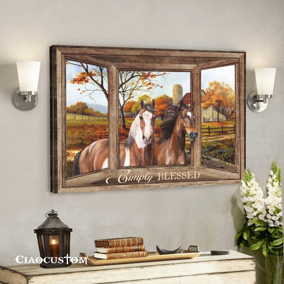 Simply Blessed – Horse Canvas Wall Art – Bible Verse Canvas – Christian Canvas Wall Art