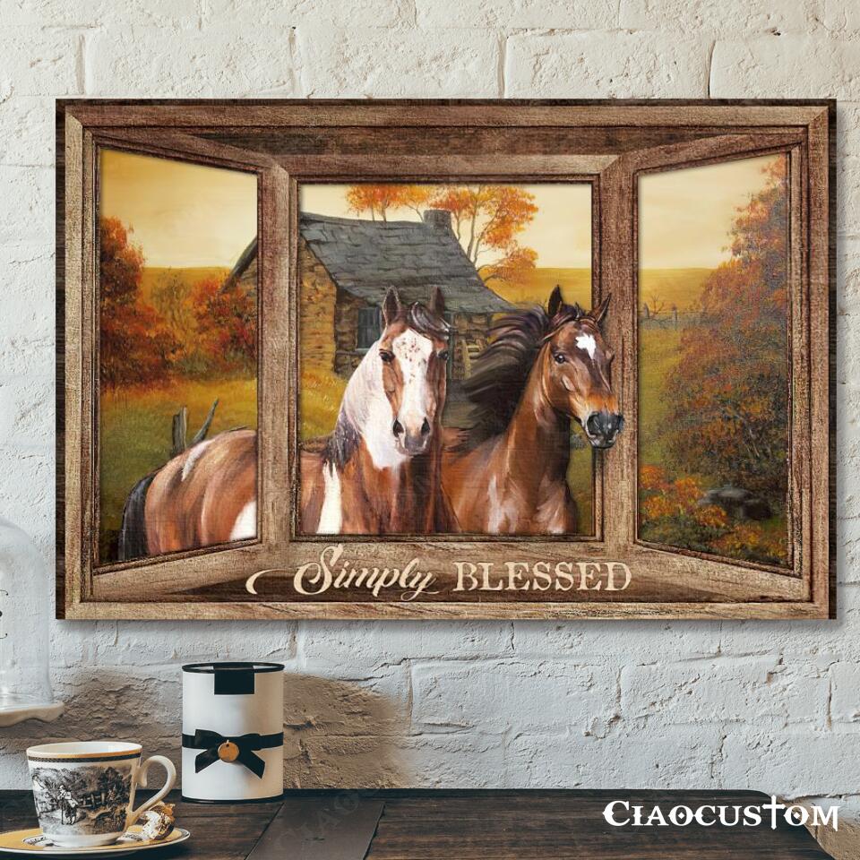 Simply Blessed – Horse – Christian Canvas Prints – Faith Canvas – Bible Verse Canvas