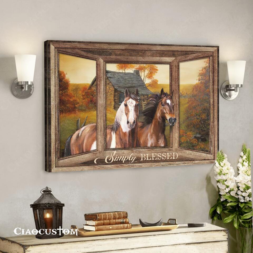 Simply Blessed – Horse – Christian Canvas Prints – Faith Canvas – Bible Verse Canvas