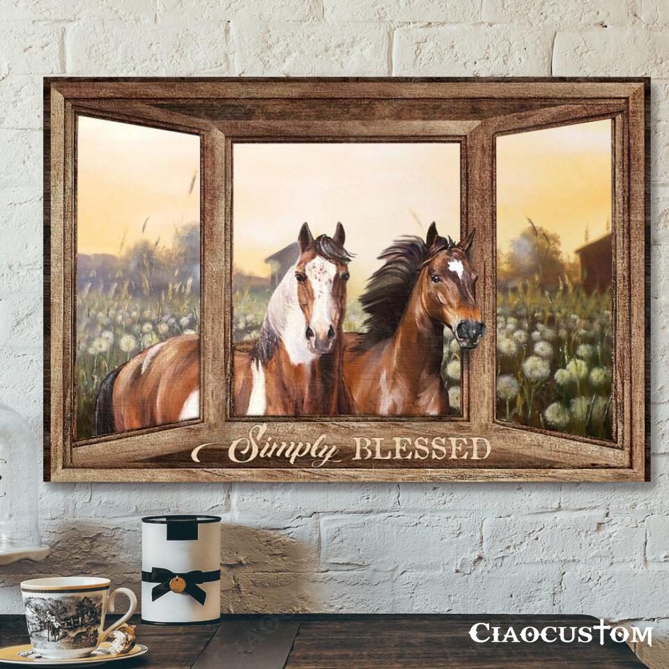 Simply Blessed – Horse – Faith Canvas – Bible Verse Canvas – Christian Canvas Wall Art