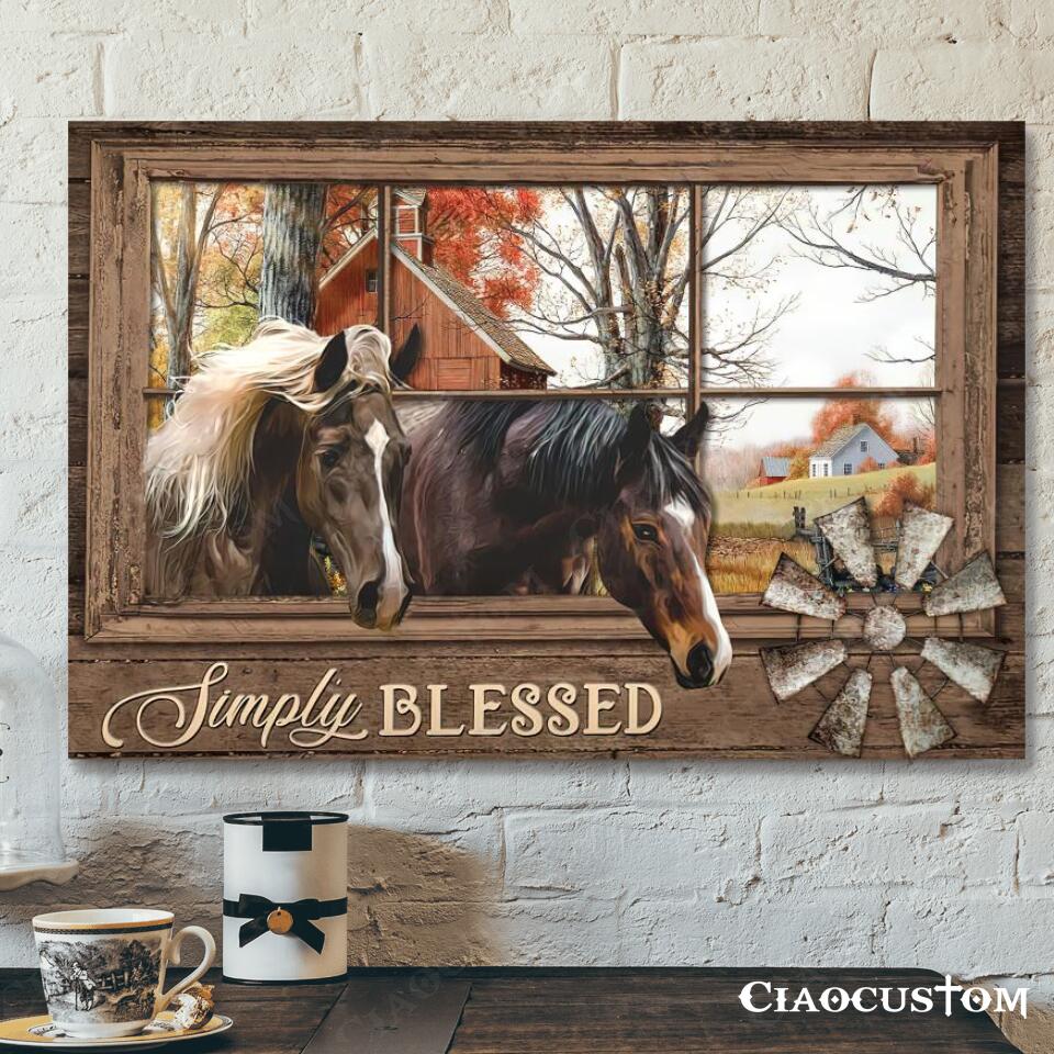 Simply Blessed – Horse – Faith Canvas – Bible Verse Canvas – Christian Canvas Wall Art