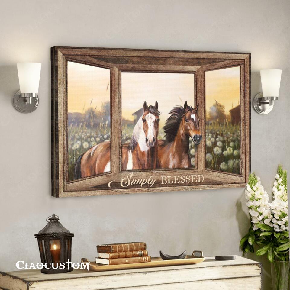 Simply Blessed – Horse – Faith Canvas – Bible Verse Canvas – Christian Canvas Wall Art