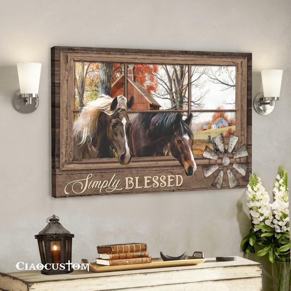 Simply Blessed – Horse – Faith Canvas – Bible Verse Canvas – Christian Canvas Wall Art