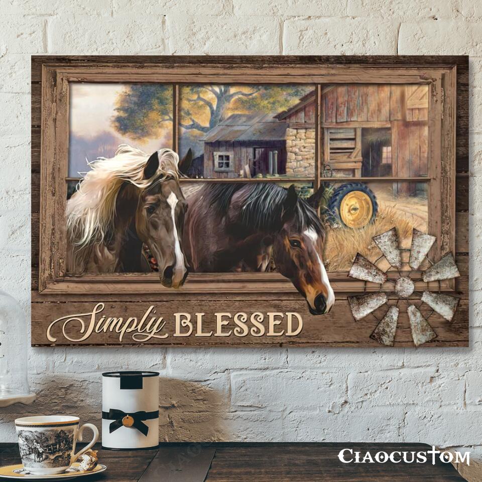 Simply Blessed – Horse – Jesus Canvas Art – Bible Verse Canvas – Christian Canvas Wall Art