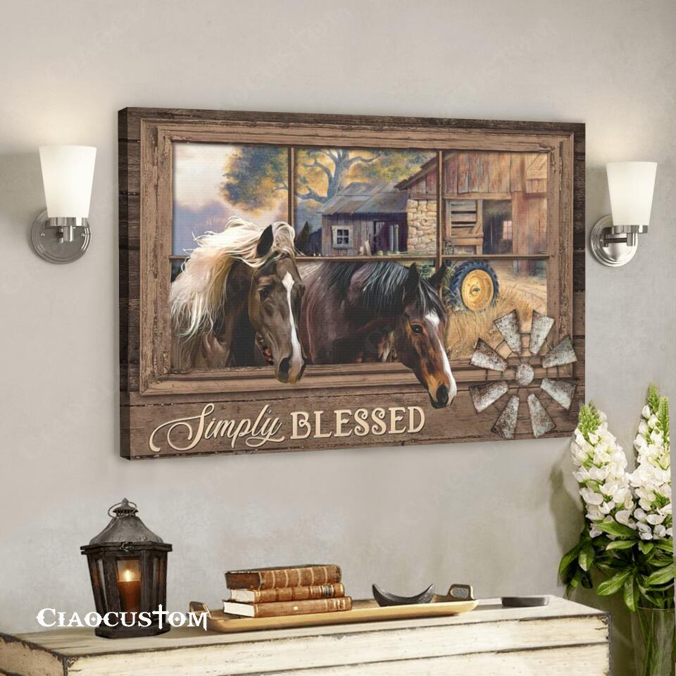 Simply Blessed – Horse – Jesus Canvas Art – Bible Verse Canvas – Christian Canvas Wall Art