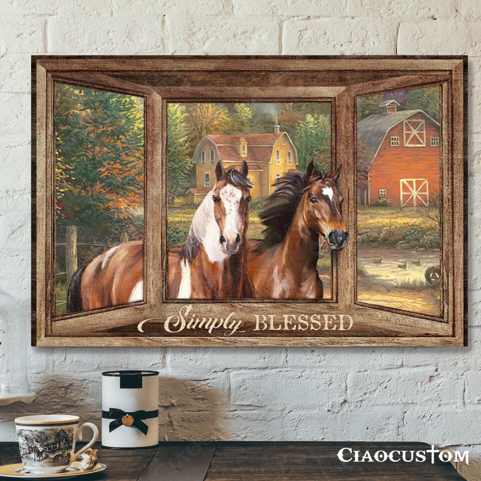 Simply Blessed – House And Horse – Bible Verse Canvas – Christian Canvas Wall Art