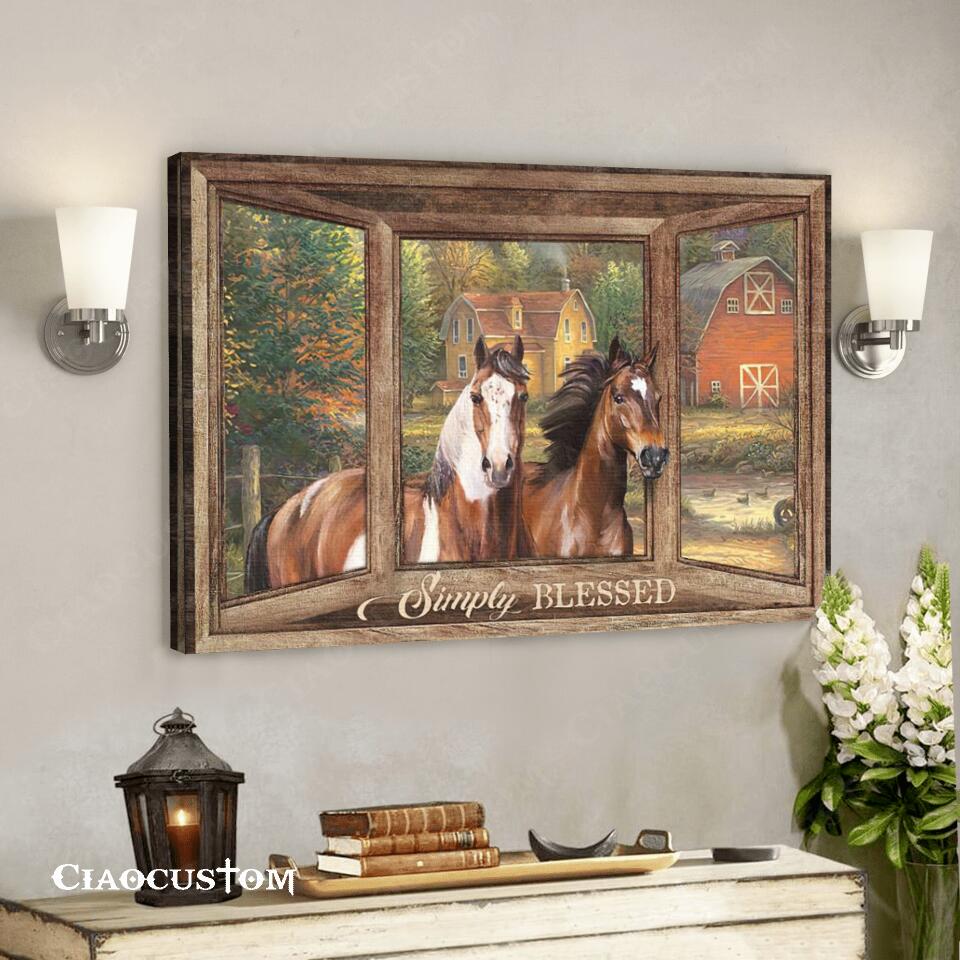 Simply Blessed – House And Horse – Bible Verse Canvas – Christian Canvas Wall Art