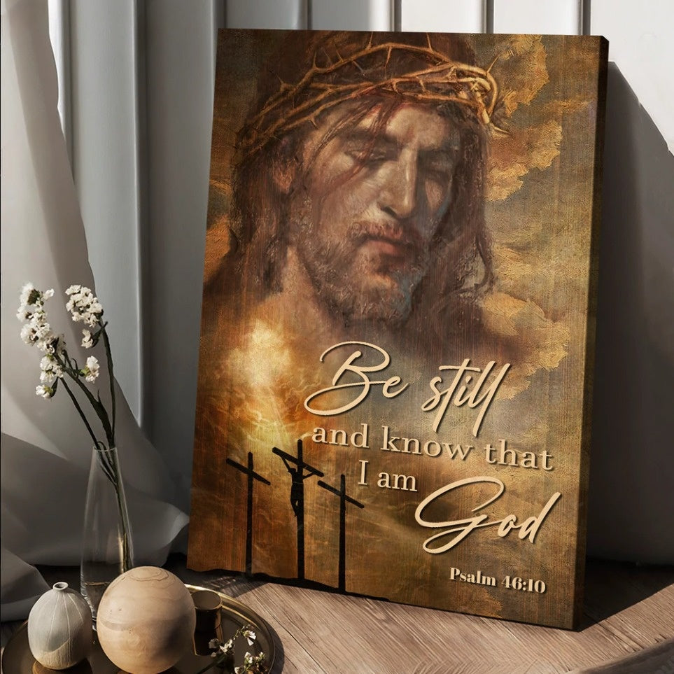 Sky The Rugged Crosses Painting – Be Still And Know That I Am God Canvas Wall Art – Christian Wall Posters – Religious Wall Decor