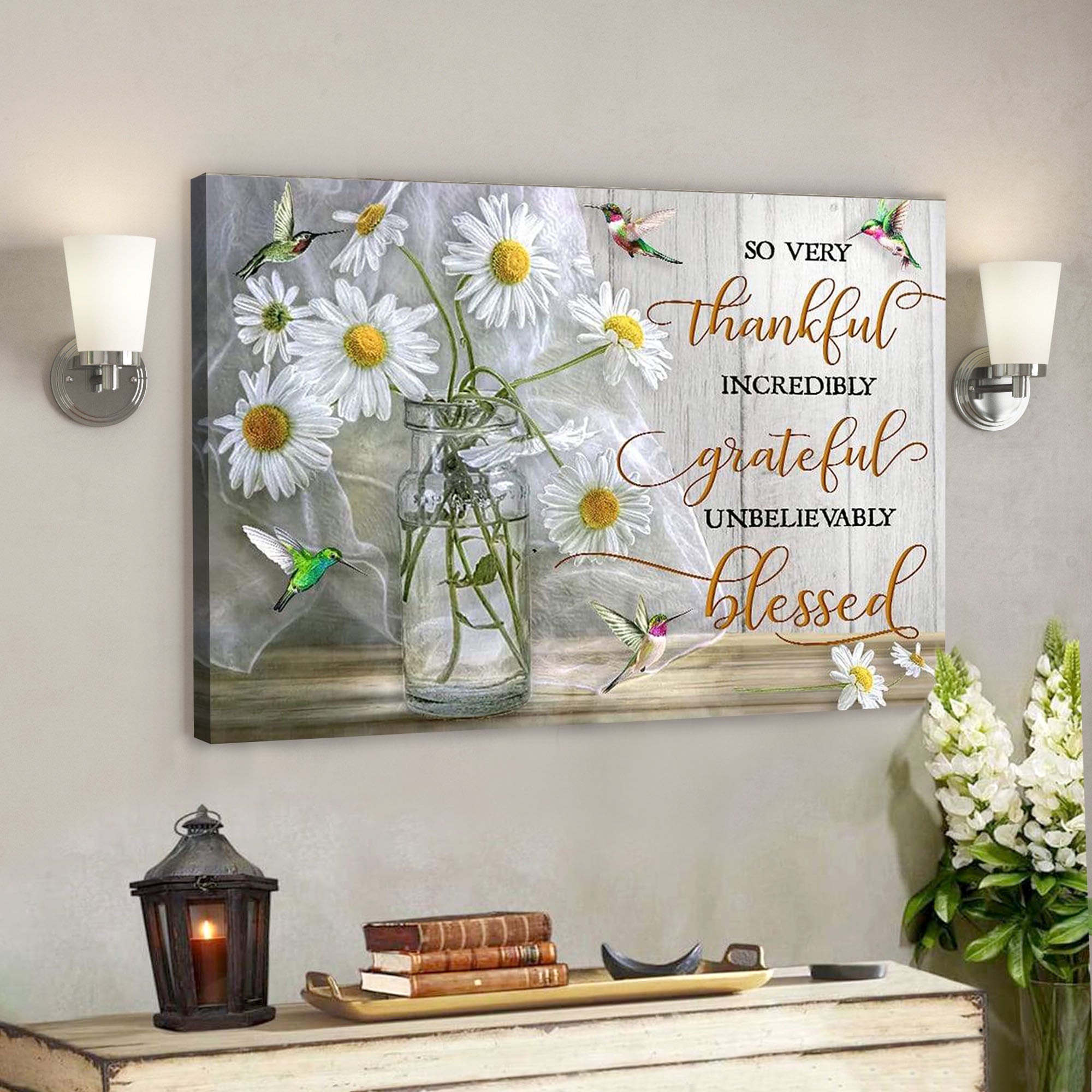 So Very Thankful Hummingbird – Bible Verse Canvas – Scripture Canvas Wall Art