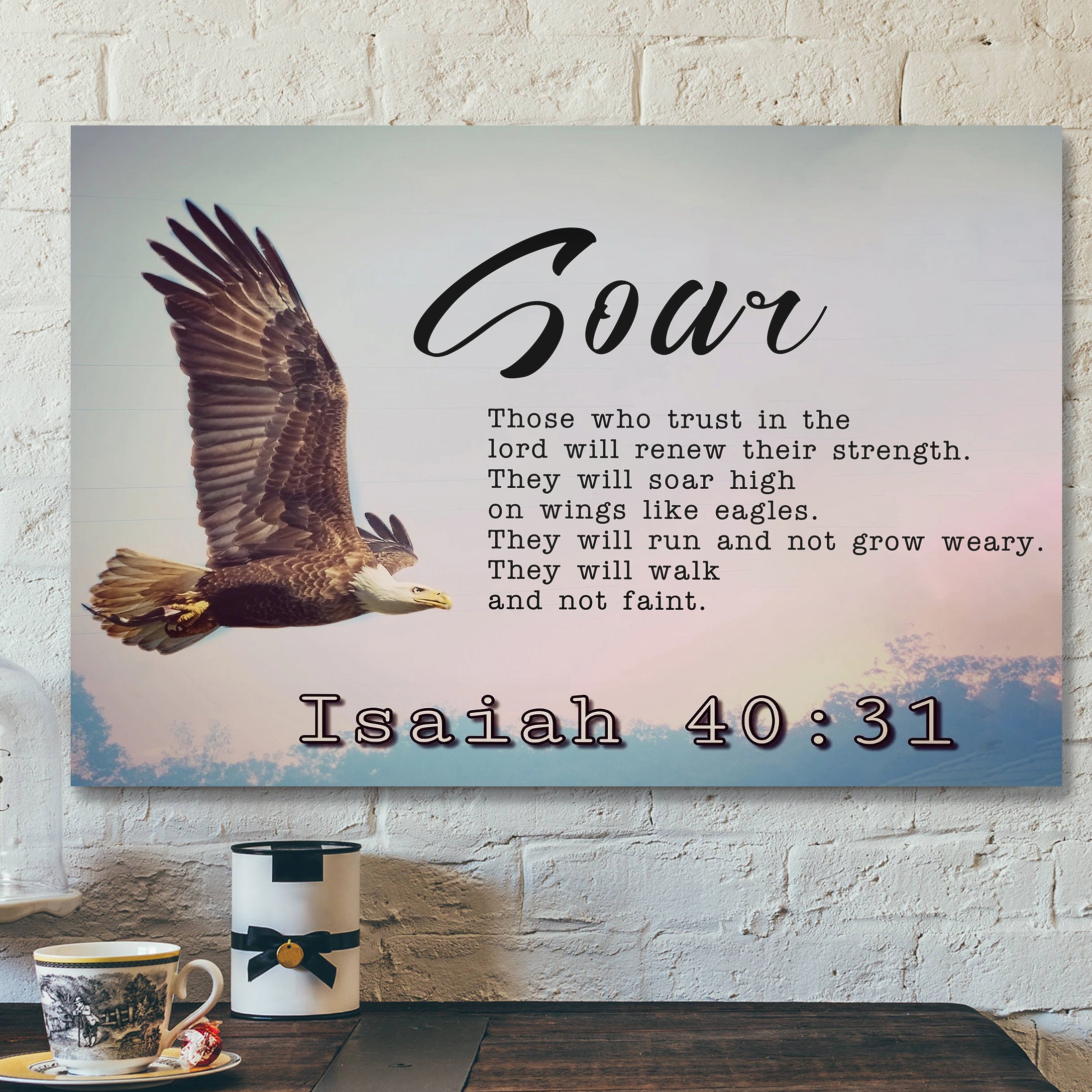 Soar On Wings Like Eagles 1 – Isaiah 40:31 – Bible Verse Canvas – Scripture Canvas Wall Art