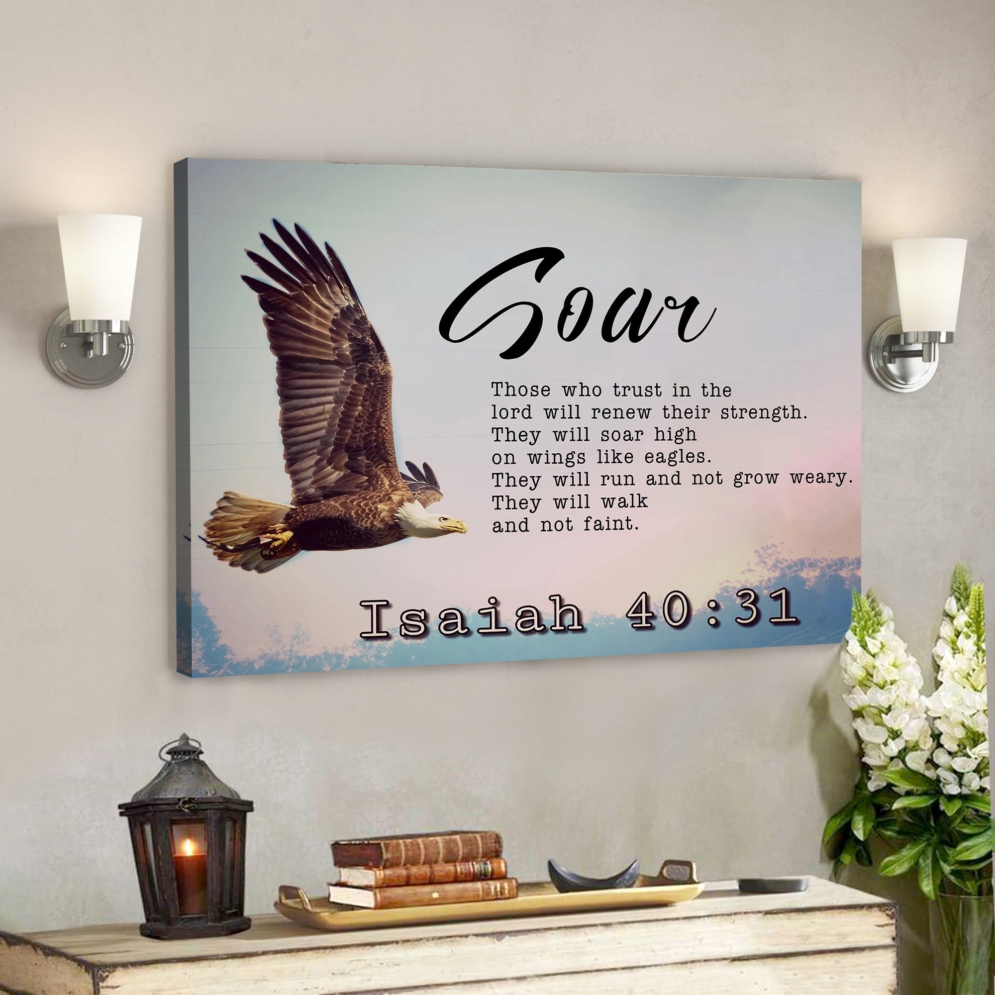 Soar On Wings Like Eagles 1 – Isaiah 40:31 – Bible Verse Canvas – Scripture Canvas Wall Art