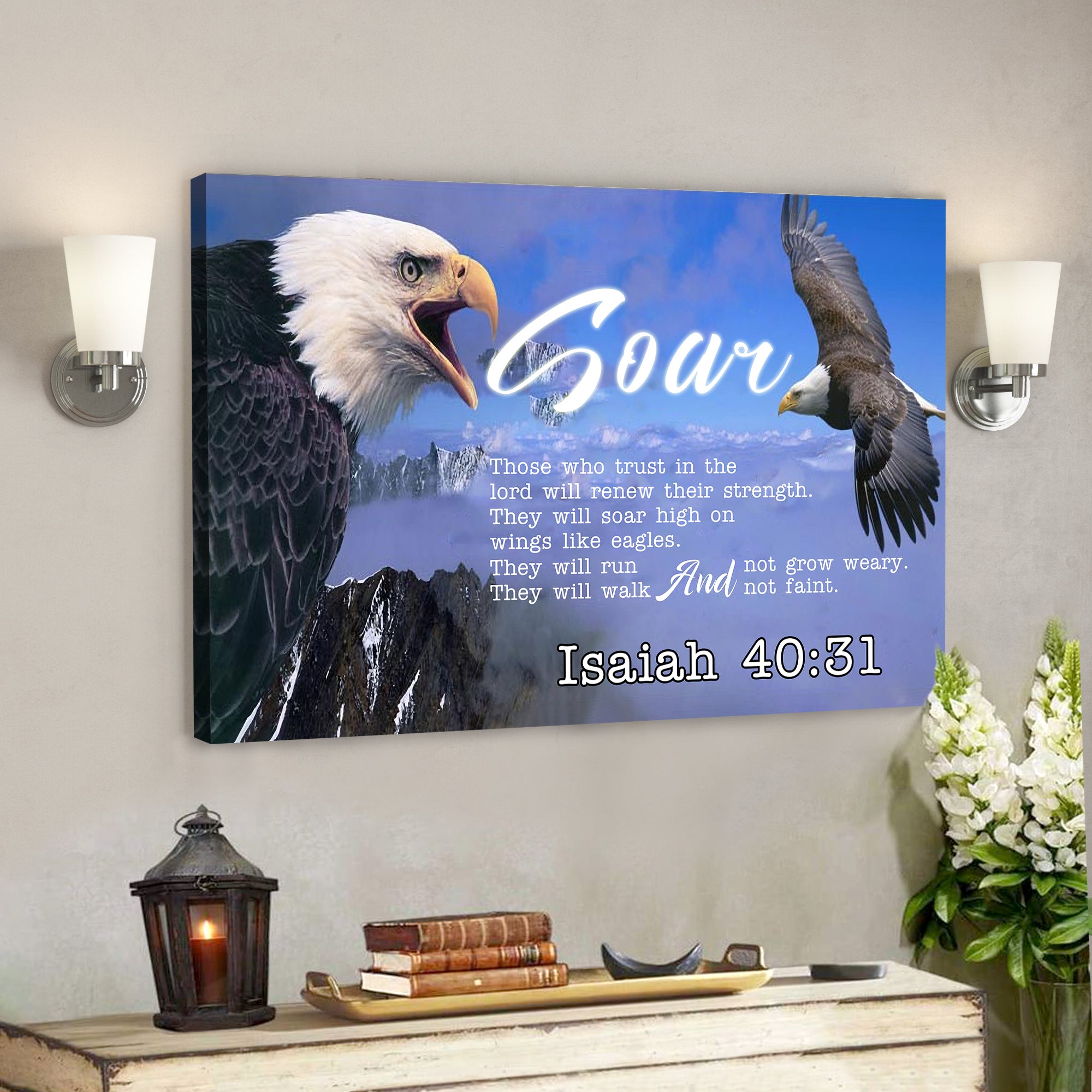 Soar On Wings Like Eagles 2 – Isaiah 40:31 – Bible Verse Canvas – Scripture Canvas Wall Art