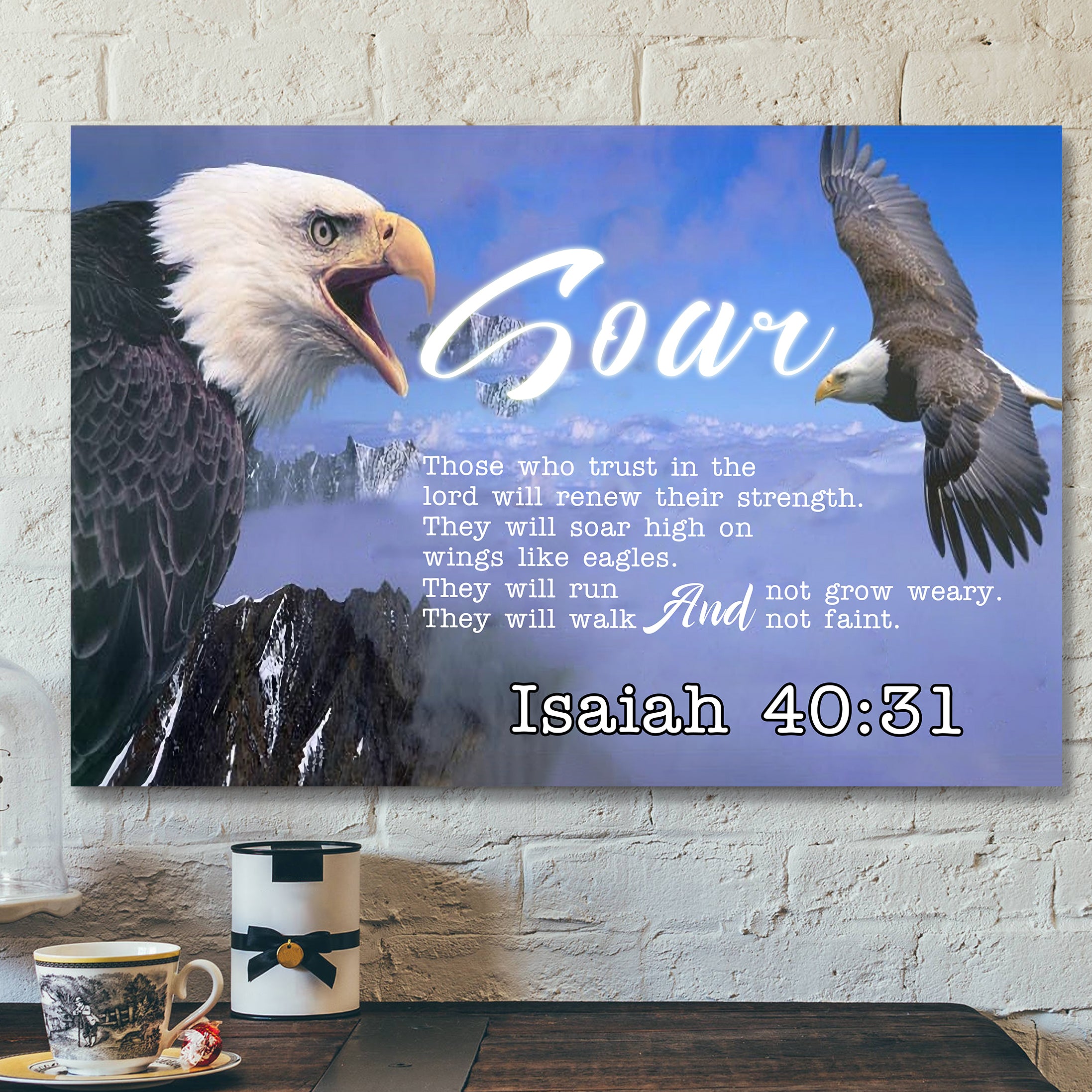 Soar On Wings Like Eagles 2 – Isaiah 40:31 – Bible Verse Canvas – Scripture Canvas Wall Art