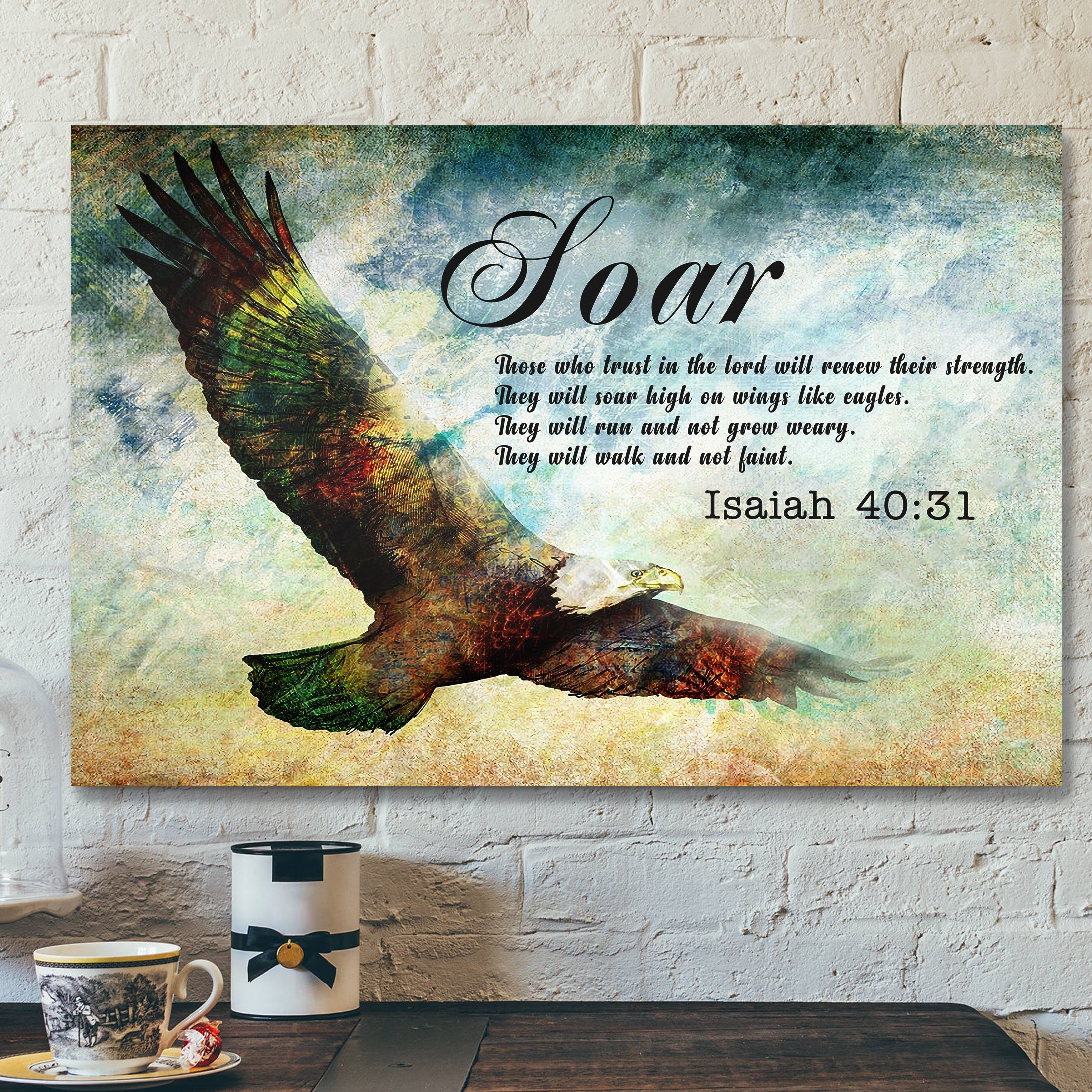 Soar On Wings Like Eagles 3 – Isaiah 40:31 – Bible Verse Canvas – Scripture Canvas Wall Art